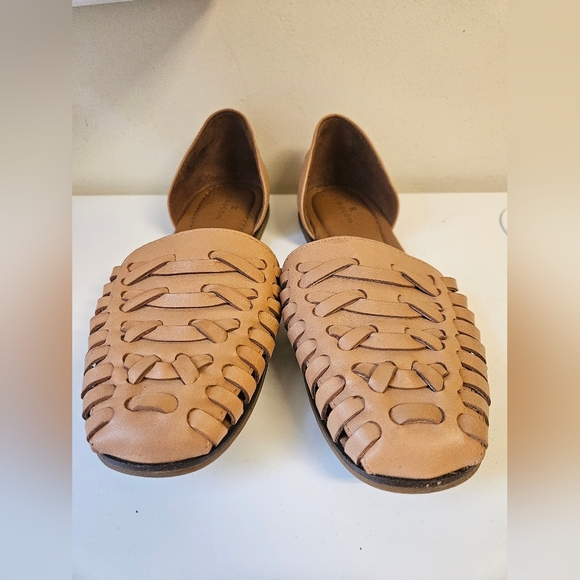 Caslon-Flat Women'z 8 Tan Woven d'Orsay Leather - Picture 1 of 7